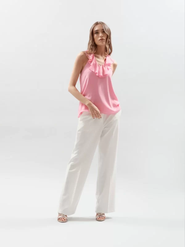 TOP IN GEORGETTE CON SCOLLO ALL'AMERICANA E BALZA - WW29502